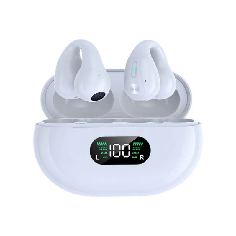 Fones de ouvido de condução óssea sem fio Bluetooth 5.3 Blanco